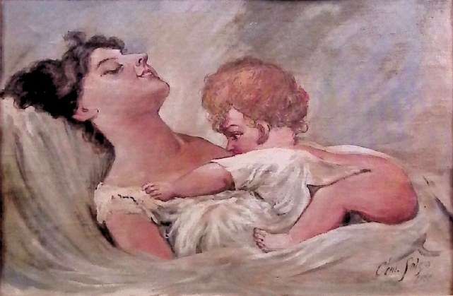 Salsa Clemente, ritratto di mamma con bimbo (collezione privata)